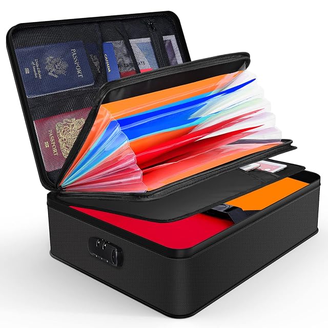 Carpeta ignífuga para documentos JUNDUN con cerradura de combinación